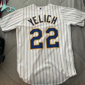 Very good condition adult small Christian Yelich Milwaukee Brewers jersey.